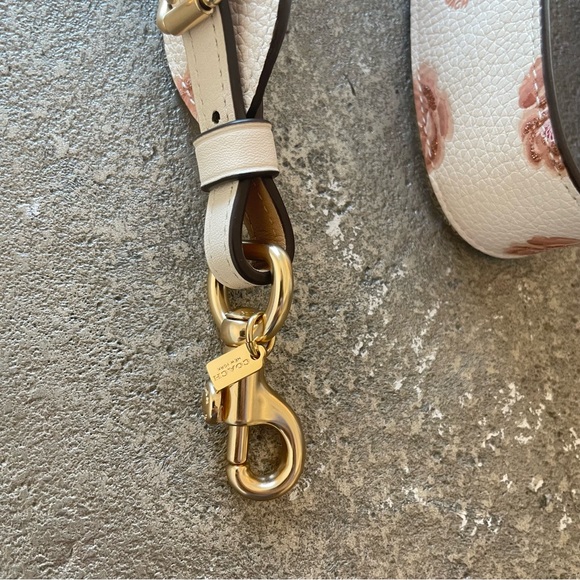 Coach Pink Floral Print Pebble Leather Purse Strap with Gold Accents - Picture 6 of 8
